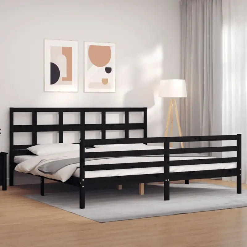 Massief grenenhouten bedframe voor een natuurlijke en comfortabele slaap - Zwart / 200 x 200 cm - Bedden & bedframes