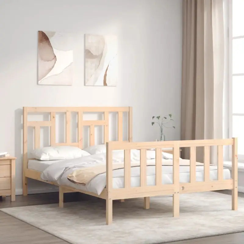 Massief Grenenhouten Bedframe voor een Natuurlijke en Comfortabele Slaapruimte - Naturel / 140 x 190 cm - Bedden &