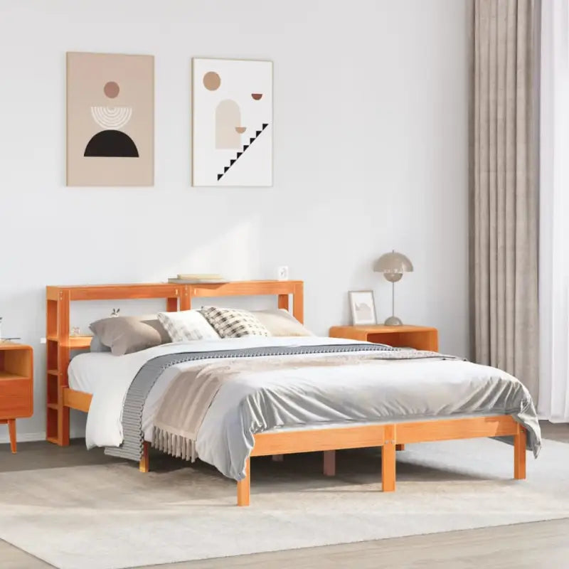 Massief grenenhouten bedframe voor een natuurlijke en comfortabele slaapkamer - Bruin / 140 x 200 cm - Bedden &