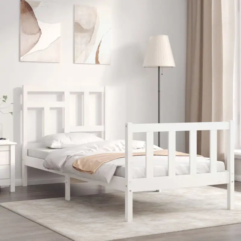 Massief Grenenhouten Bedframe voor een Natuurlijke en Comfortabele Slaapruimte - Wit / 90 x 200 cm - Bedden & bedframes