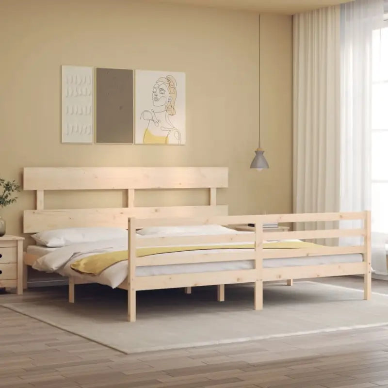 Massief Grenenhouten Bedframe voor een Natuurlijke en Decoratieve Slaapruimte - Naturel / 180 x 200 cm / Laag - Bedden