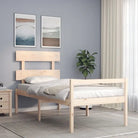 Massief Grenenhouten Bedframe voor een Natuurlijke en Decoratieve Slaapruimte - Naturel / 90 x 200 cm / Hoog - Bedden &