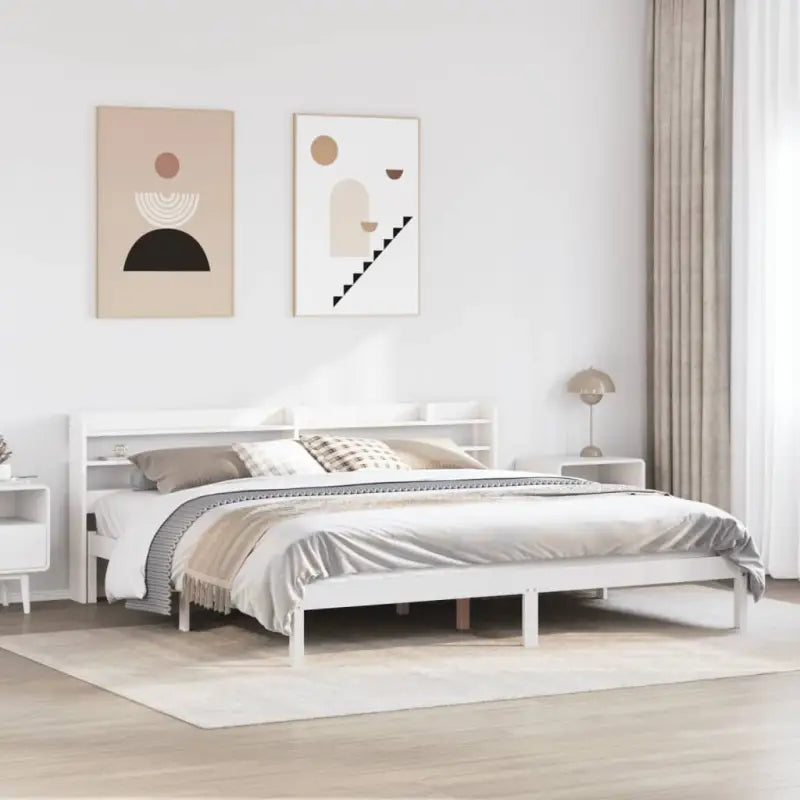 Massief Grenenhouten Bedframe voor een Natuurlijke en Decoratieve Slaapruimte - Wit / 200 x 200 cm - Bedden & bedframes
