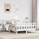 Massief Grenenhouten Bedframe voor een Natuurlijke en Decoratieve Look - Wit / 160 x 200 cm - Bedden & bedframes