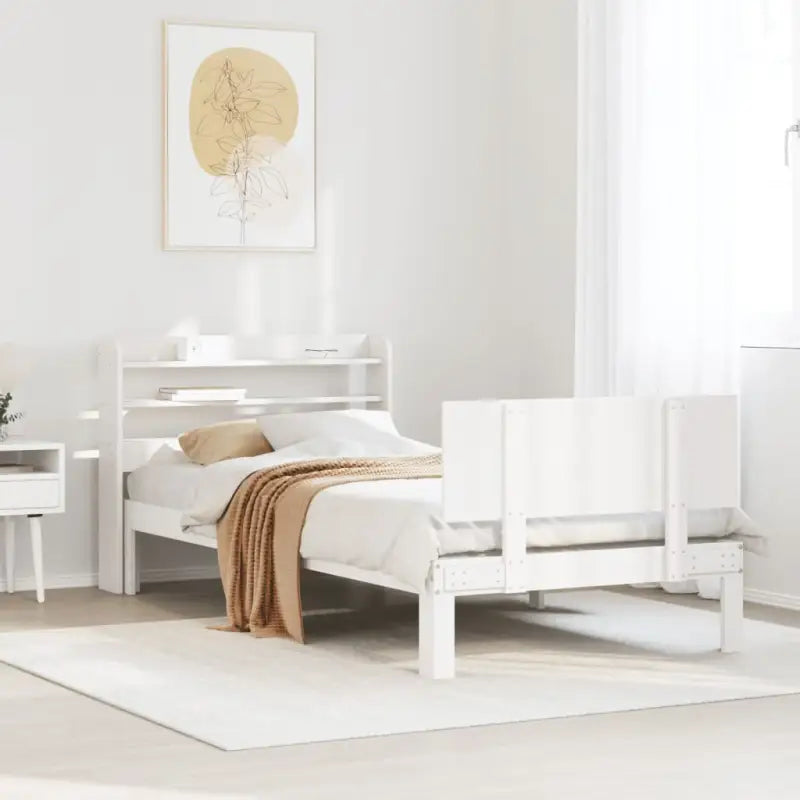Massief Grenenhouten Bedframe voor een Natuurlijke en Decoratieve Slaapkamer - Wit / 90 x 190 cm - Bedden & bedframes