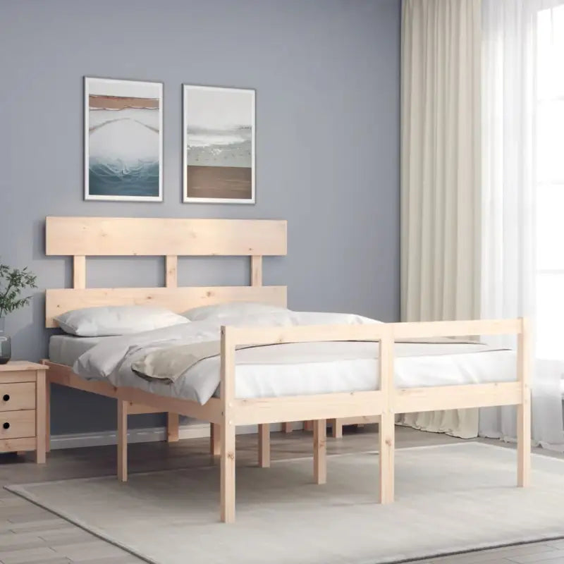 Massief Grenenhouten Bedframe voor een Natuurlijke en Decoratieve Slaapruimte - Naturel / 140 x 200 cm / Hoog - Bedden