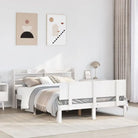 Massief Grenenhouten Bedframe voor een Natuurlijke en Decoratieve Slaapkamer - Wit / 150 x 200 cm - Bedden & bedframes