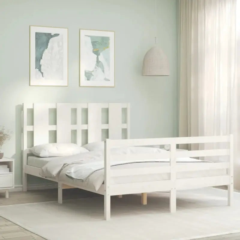 Massief grenenhouten bedframe voor een natuurlijke en praktische inrichting - Wit / 120 x 190 cm - Bedden & bedframes