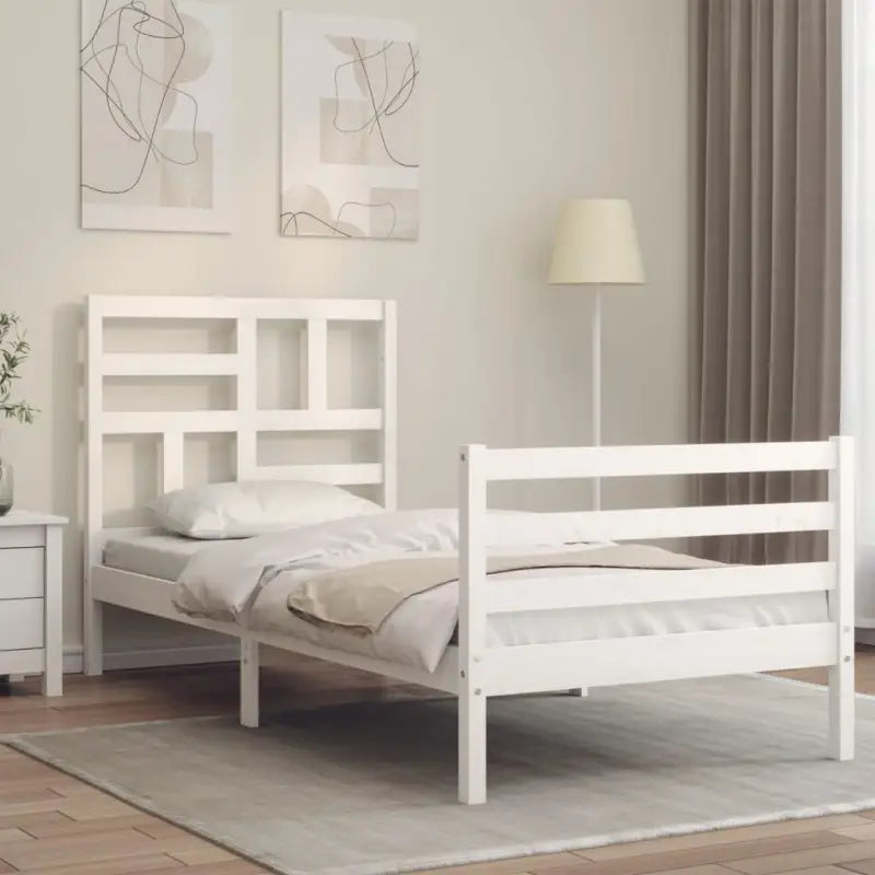 Massief Grenenhouten bedframe voor een natuurlijke en stijlvolle slaapkamer - Wit / 75 x 190 cm - Bedden & bedframes