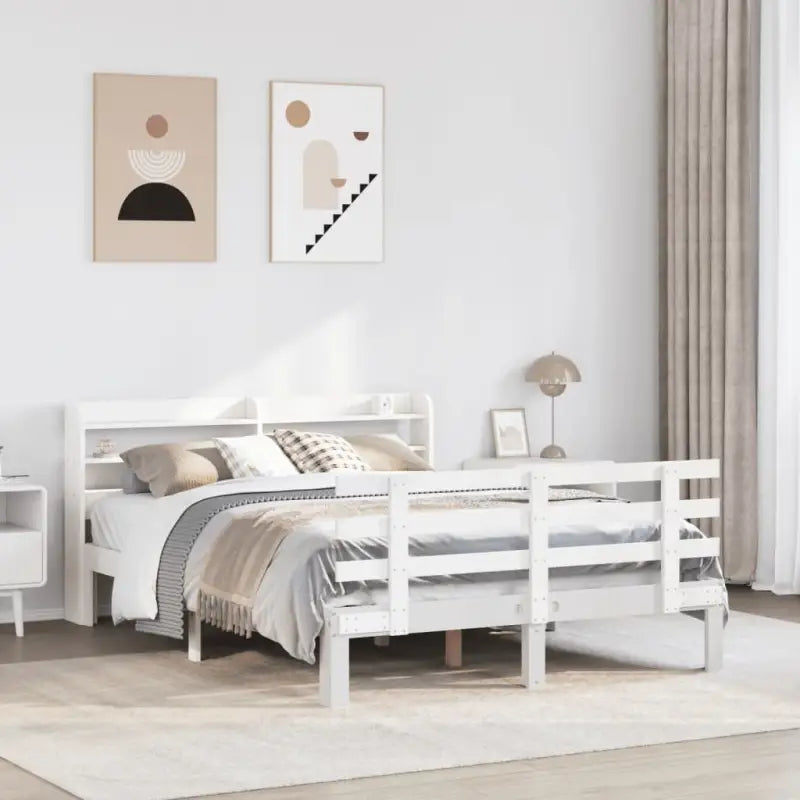 Massief grenenhouten bedframe voor goede nachtrust en natuurlijke stijl - Wit / 160 x 200 cm - Bedden & bedframes