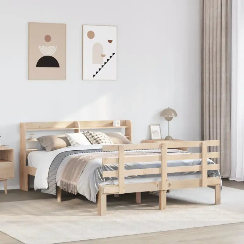 Massief grenenhouten bedframe voor goede nachtrust en natuurlijke stijl - Bruin / 150 x 200 cm - Bedden & bedframes