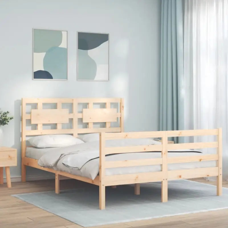 Massief Grenenhouten Bedframe voor Natuur en Comfort in je Interieur - Naturel / 120 x 190 cm - Bedden & bedframes