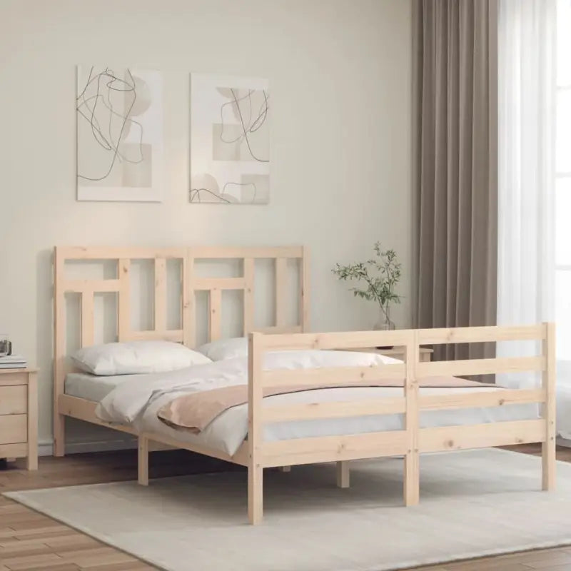 Massief Grenenhouten Bedframe voor Natuur en Comfort in Jouw Interieur - Naturel / 140 x 200 cm - Bedden & bedframes