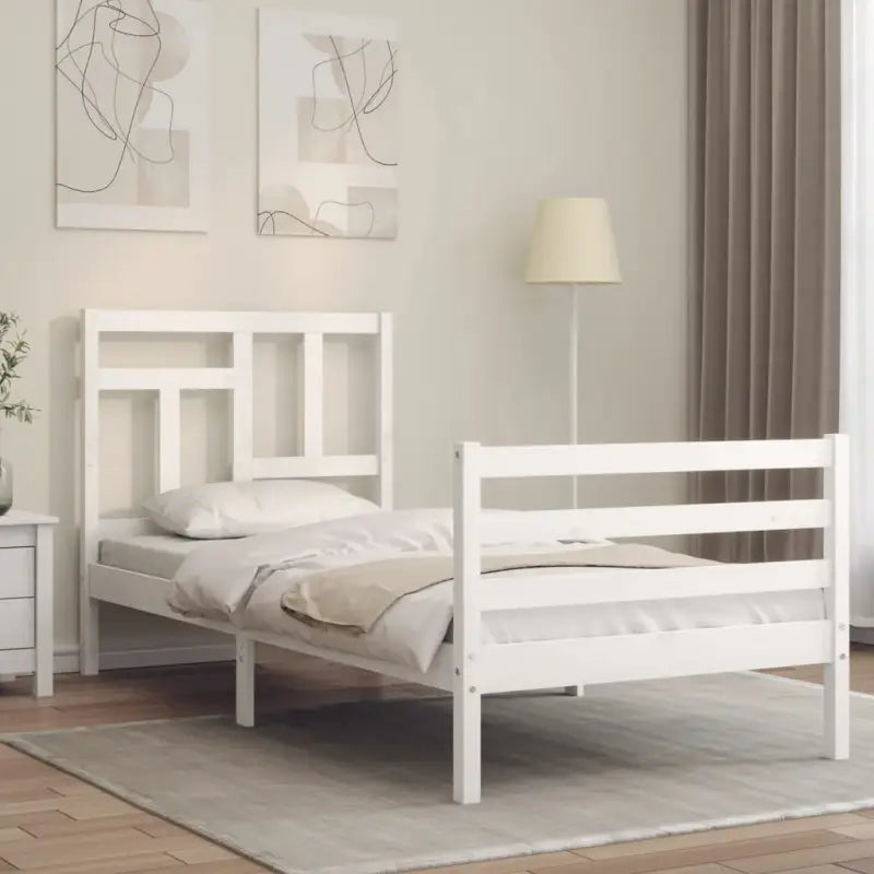 Massief Grenenhouten Bedframe voor Natuur en Comfort in Jouw Interieur - Wit / 90 x 190 cm - Bedden & bedframes