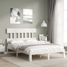 Massief Grenenhouten bedframe voor uitstekende ondersteuning en natuurlijk sfeer - Wit / 120 x 200 cm / met hoofdbord