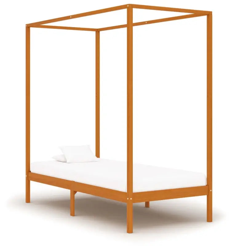 Massief Grenenhouten Hemelbedframe Voor Een Elegante Slaapkamer - Honingbruin / 90 x 200 cm - Bedden & bedframes
