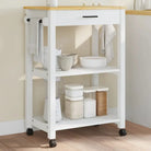 Massief grenenhouten keukentrolley met vintage uitstraling - Wit / 60 x 40 x 90 cm - Keukentrolleys