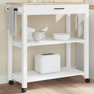 Massief grenenhouten keukentrolley met vintage uitstraling - Wit / 84 x 40 x 90 cm - Keukentrolleys