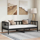 Massief grenenhouten multifunctionele slaapbank voor woonkamer en gastenvertrek - Zwart / 90 x 200 cm - Bedden &