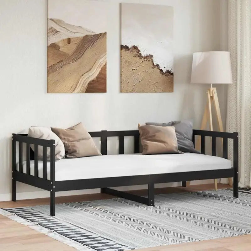 Massief grenenhouten multifunctionele slaapbank voor woonkamer en gastenvertrek - Zwart / 90 x 200 cm - Bedden &