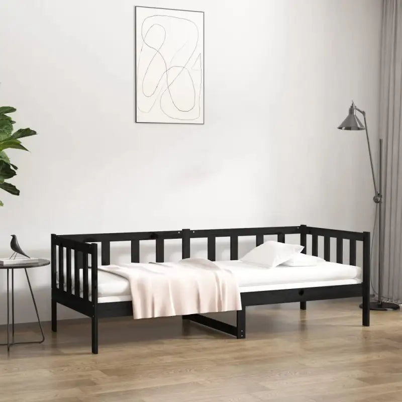 Massief grenenhouten multifunctionele slaapbank voor woonkamer en gastenvertrek - Zwart / 80 x 200 cm - Bedden &