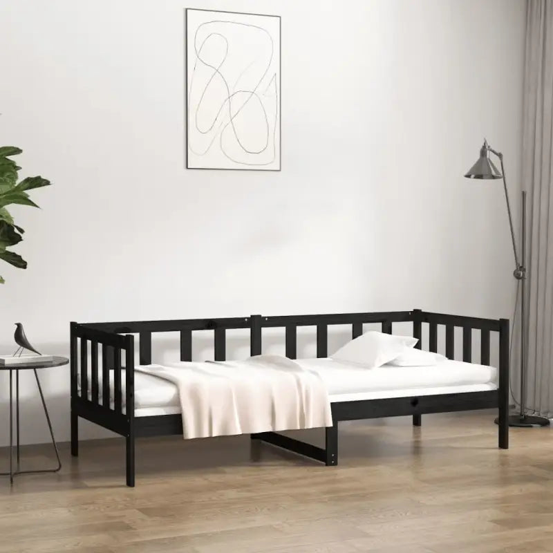 Massief grenenhouten multifunctionele slaapbank voor woonkamer en gastenvertrek - Zwart / 90 x 190 cm - Bedden &