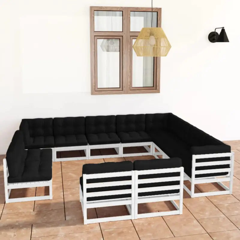 Massief grenenhouten tuinset voor ontspannen buitenplezier - Wit / Ja - Tuinsets