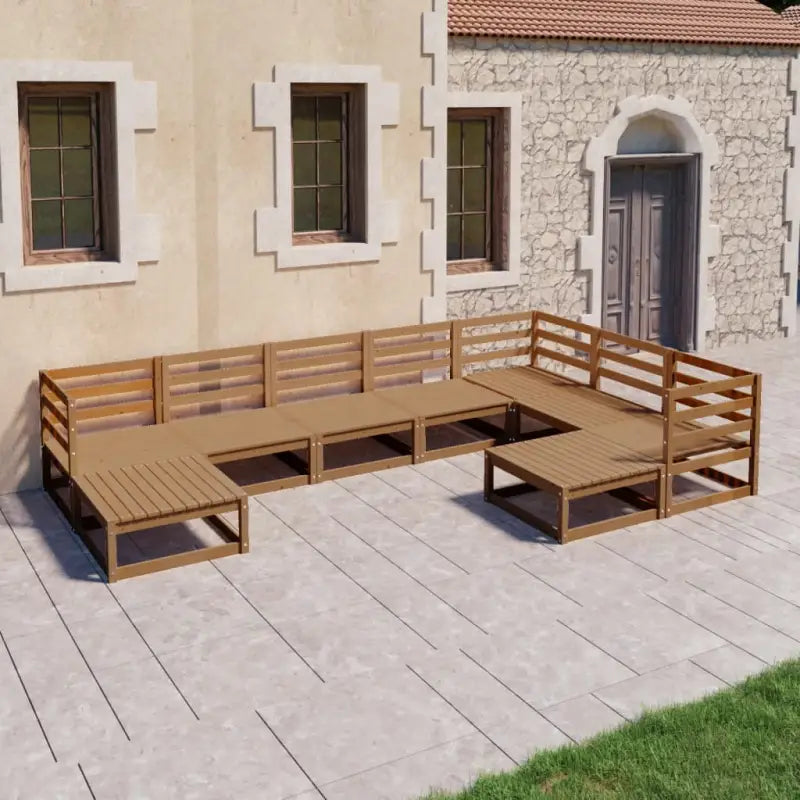 Massief Grenenhouten Tuinset voor Ontspanning en Buitenplezier - Honingbruin / Nee - Tuinsets