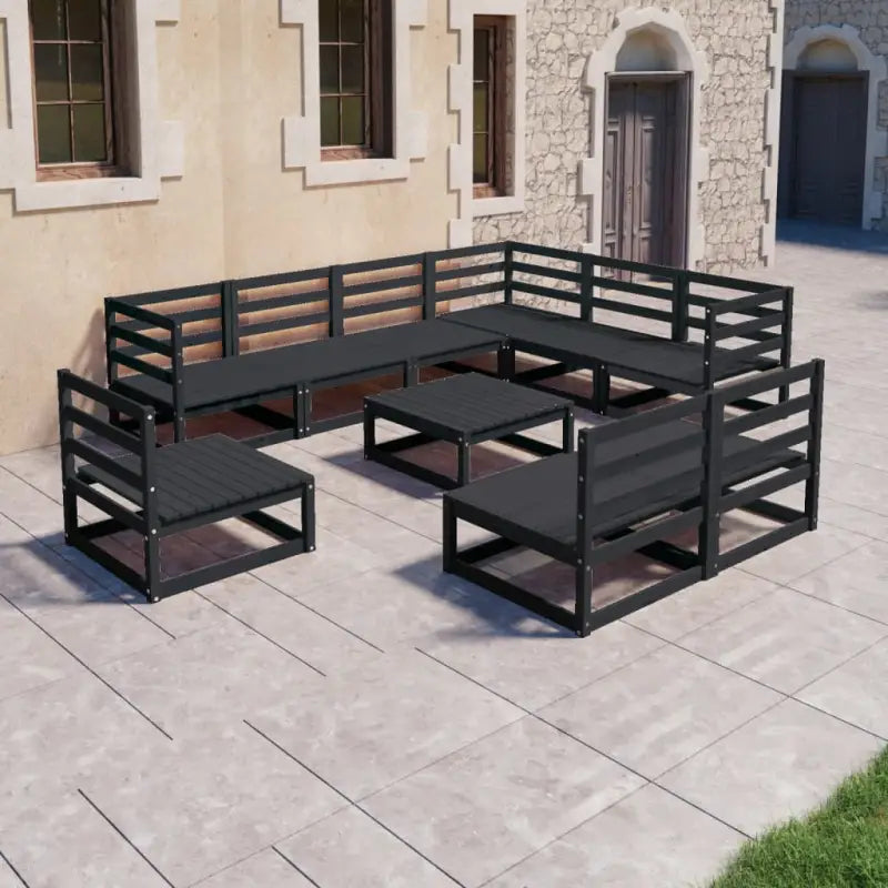 Massief Grenenhouten Tuinset voor Ontspanning en Genieten in de Tuin - Zwart / Nee - Tuinsets