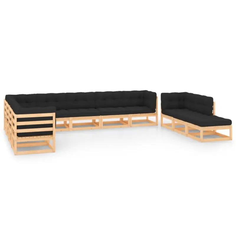 Massief Grenenhouten Tuinset voor Ontspanning en Gezelligheid - Naturel en antraciet / Ja - Tuinsets