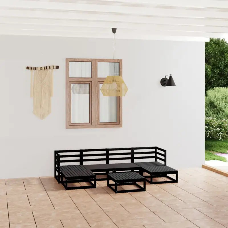 Massief Grenenhouten Tuinset voor Ontspanning en Gezelligheid - Zwart / Nee - Tuinsets