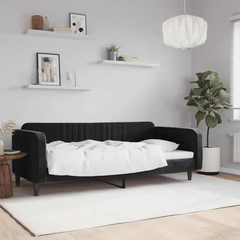 Massief hout 2-in-1 dagbed met modern ontwerp voor woon- of slaapkamer - Zwart / 100 x 200 cm / zonder matras - Bedden