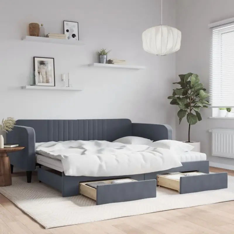 Massief hout 2-in-1 dagbed met modern ontwerp voor woon- of slaapkamer - Donkergrijs / 100 x 200 cm