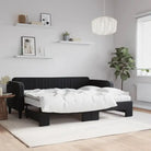 Massief hout 2-in-1 dagbed met modern ontwerp voor woon- of slaapkamer - Zwart / 80 x 200 cm / met onderschuifbed