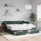 Massief hout 2-in-1 dagbed met modern ontwerp voor woon- of slaapkamer - Donkergroen / 80 x 200 cm / met onderschuifbed