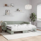 Massief hout 2-in-1 dagbed met modern ontwerp voor woon- of slaapkamer - Lichtgrijs / 90 x 200 cm / met onderschuifbed