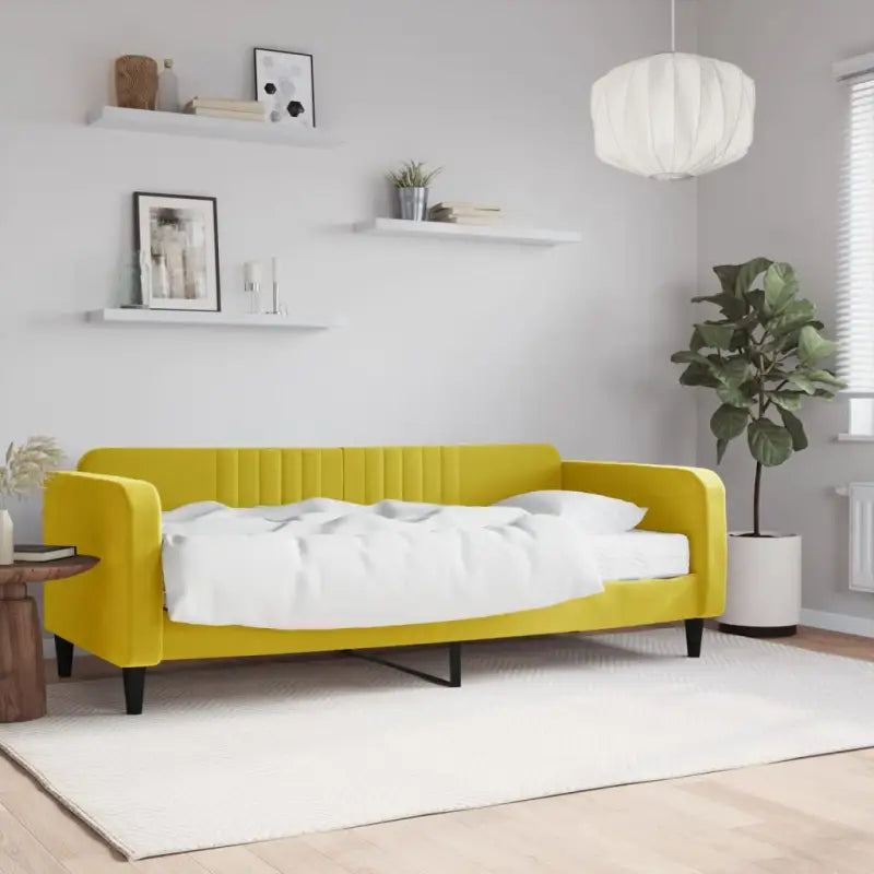 Massief hout 2-in-1 dagbed met modern ontwerp voor woon- of slaapkamer - Geel / 90 x 200 cm / met matras - Bedden &