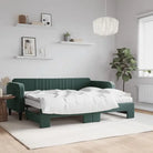Massief hout 2-in-1 dagbed met modern ontwerp voor woon- of slaapkamer - Donkergroen / 80 x 200 cm / met onderschuifbed