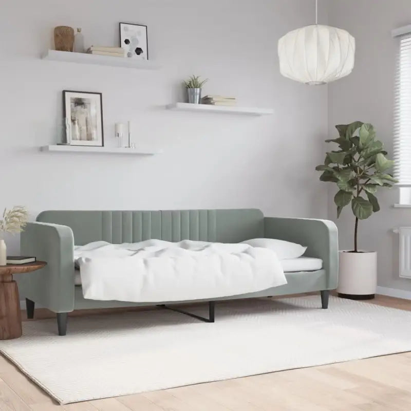 Massief hout 2-in-1 dagbed met modern ontwerp voor woon- of slaapkamer - Lichtgrijs / 80 x 200 cm / zonder matras