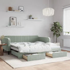 Massief hout 2-in-1 dagbed met modern ontwerp voor woon- of slaapkamer - Lichtgrijs / 90 x 190 cm / met onderschuifbed