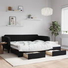 Massief hout 2-in-1 dagbed met modern ontwerp voor woon- of slaapkamer - Zwart / 100 x 200 cm / met onderschuifbed
