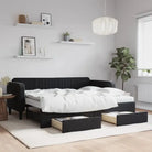 Massief hout 2-in-1 dagbed met modern ontwerp voor woon- of slaapkamer - Zwart / 90 x 200 cm / met onderschuifbed