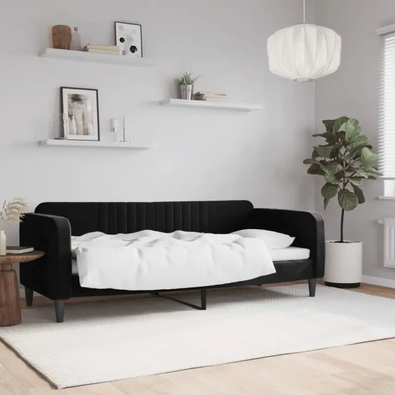 Massief hout 2-in-1 dagbed met modern ontwerp voor woon- of slaapkamer - Zwart / 80 x 200 cm / zonder matras - Bedden &