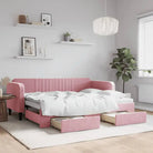 Massief hout 2-in-1 dagbed met modern ontwerp voor woon- of slaapkamer - Roze / 80 x 200 cm / met onderschuifbed