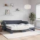 Massief hout 2-in-1 dagbed met modern ontwerp voor woon- of slaapkamer - Donkergrijs / 90 x 190 cm / met onderschuifbed