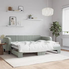 Massief hout 2-in-1 dagbed met modern ontwerp voor woon- of slaapkamer - Lichtgrijs / 80 x 200 cm / met onderschuifbed
