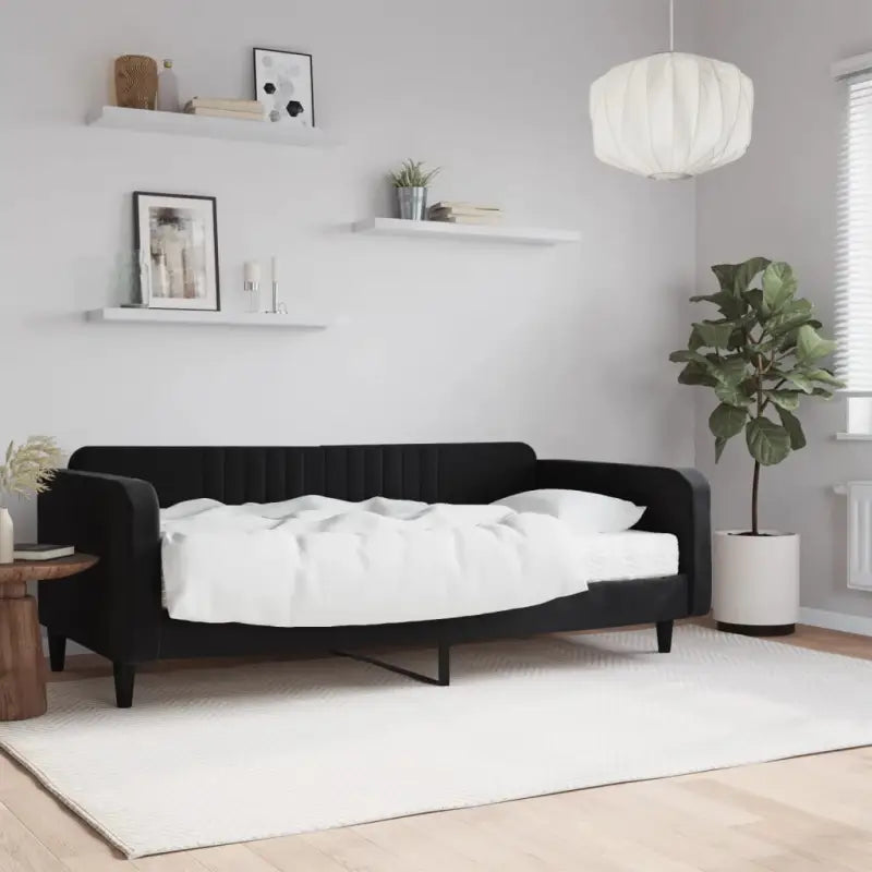 Massief hout 2-in-1 dagbed met modern ontwerp voor woon- of slaapkamer - Zwart / 100 x 200 cm / met matras - Bedden &