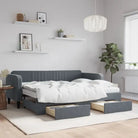 Massief hout 2-in-1 dagbed met modern ontwerp voor woon- of slaapkamer - Donkergrijs / 80 x 200 cm / met onderschuifbed