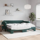 Massief hout 2-in-1 dagbed met modern ontwerp voor woon- of slaapkamer - Donkergroen / 90 x 200 cm / met onderschuifbed
