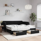 Massief hout 2-in-1 dagbed met modern ontwerp voor woon- of slaapkamer - Zwart / 90 x 190 cm / met onderschuifbed